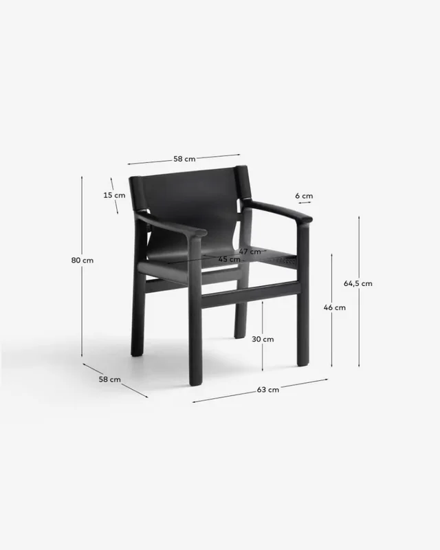 Silla Jan de fibras de cuero reciclado negro y madera maciza de fresno con acabado negro FSC 100% en Negro - Sillas, Uruguay | Kavehome, vista 8