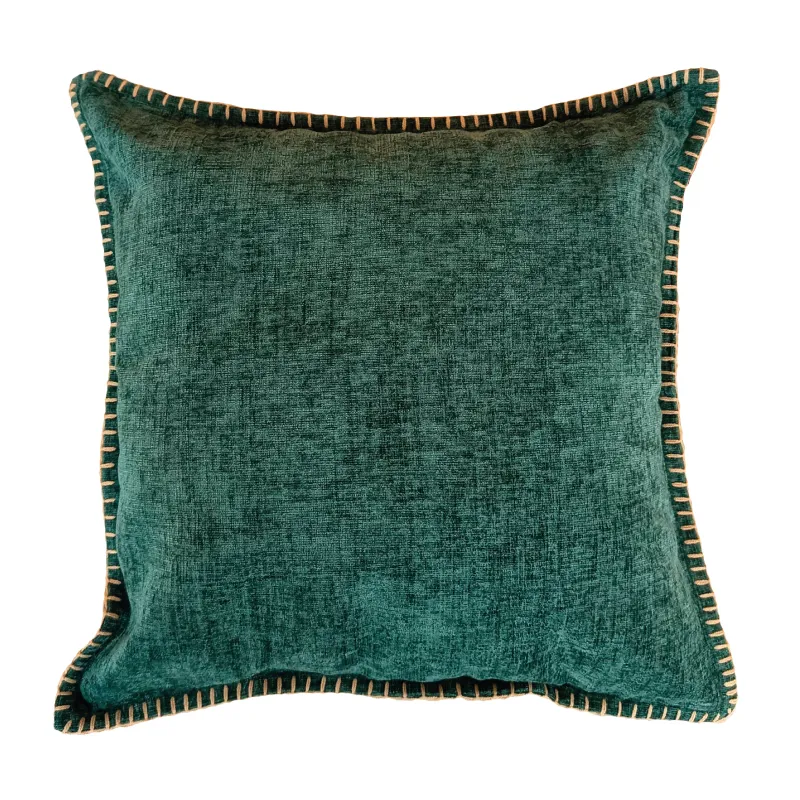 Almohadón Bordado Verde Oscuro en Verde - Textiles, Uruguay | Tutto Deco