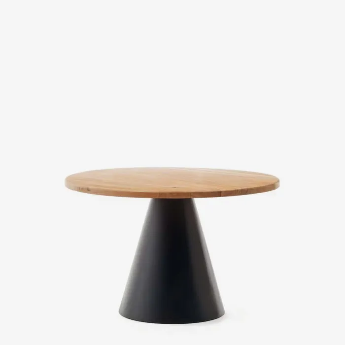 Mesa redonda Wilshire de madera maciza de acacia y patas de acero acabado negro Ø 120 cm en Multicolor, Uruguay | Kavehome