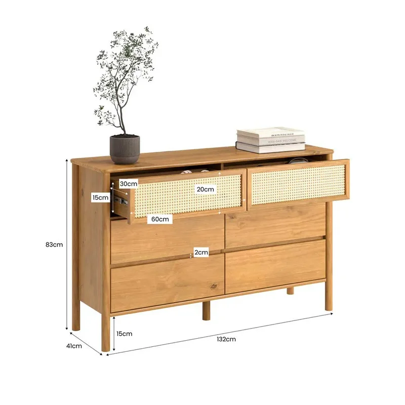 Comoda Semira Rattan - Madera Maciza en Madera natural - Cómodas, Uruguay | Balton, vista 9