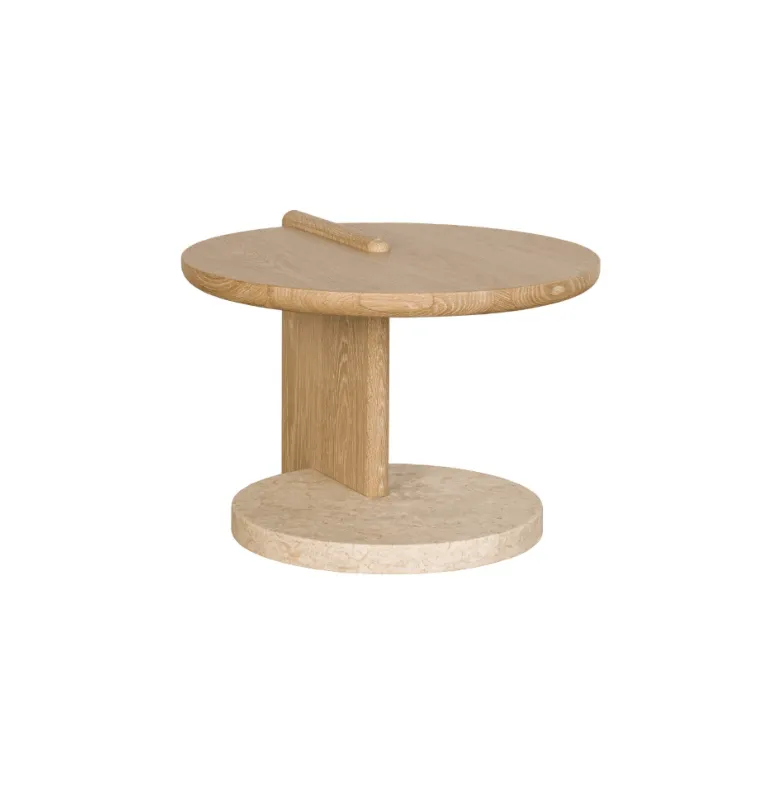 MESA LIVING BAKERS ROBLE Y MARMOL D60XH42 en Madera natural - Mesas de living, Uruguay | Masinfinito Casa