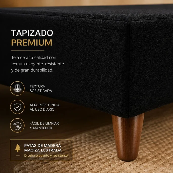 Cama SmartBox HAMPTONS Queen 160x200 cm - Negro en Negro - Dormitorio, Uruguay | La Cueva Muebles, vista 5