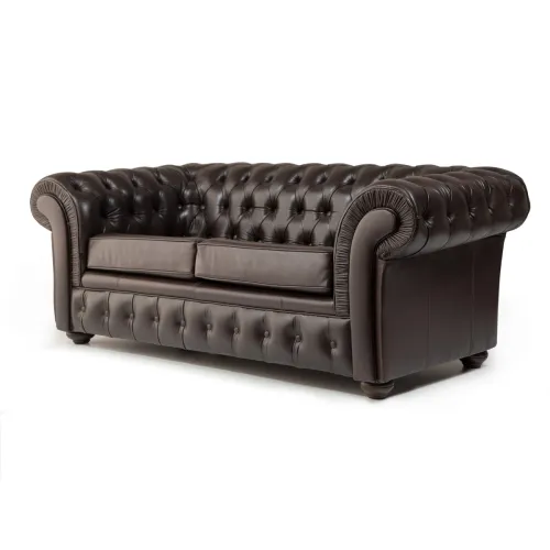 Sofá Chesterfield Divo - Cuero Natural - 2 cuerpos - A fabricar en Marrón - Sillones y sofás, Uruguay | NYR
