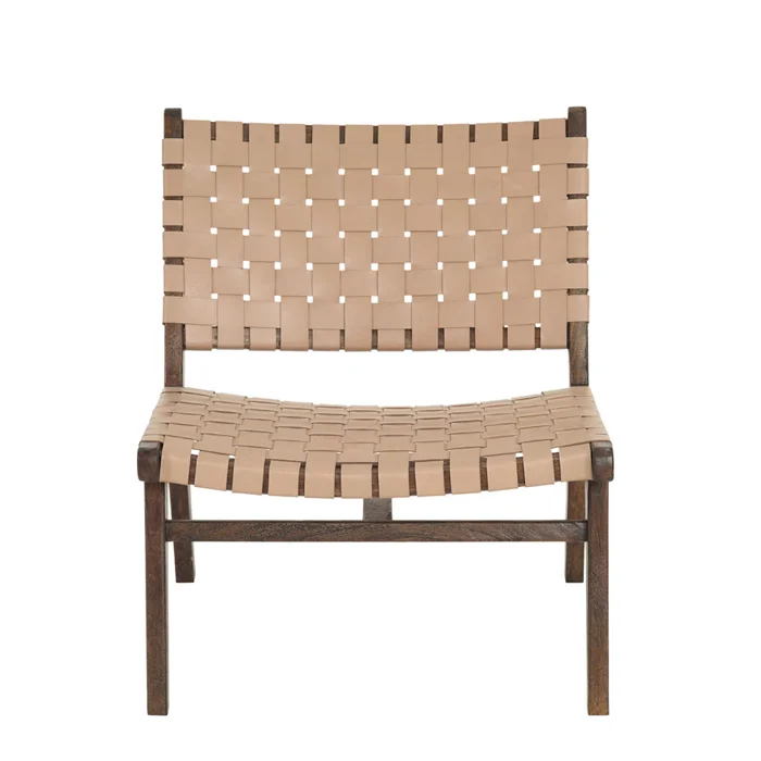 Butaca Cuero-y-madera Marron Kaia Taupe en Beige - Sillones y sofás, Uruguay | Divino, vista 3