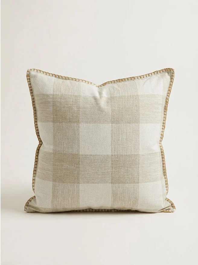 Almohadón Cuadros Natural en Beige - Textiles, Uruguay | Cabana, vista 2