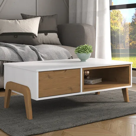 Mesa de living Linea Veneza - Blanco/Miel en Multicolor - Mesas de living, Uruguay | La Cueva Muebles