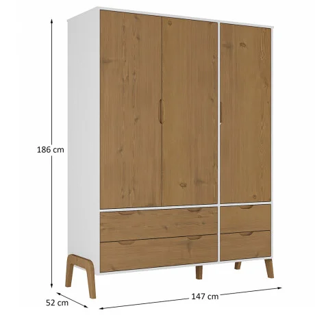 Ropero 3 puertas Linea Veneza - Blanco/Miel en Multicolor - Roperos y placares, Uruguay | La Cueva Muebles, vista 8