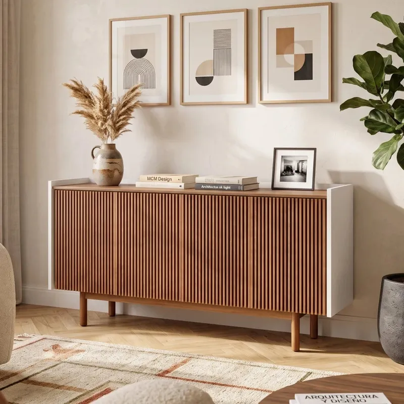 Aparador Buffet Dune Ripiado 1.8 - Línea Nevada - Blanco/Natural en Multicolor - Mesas de arrimo, Uruguay | Ecowood