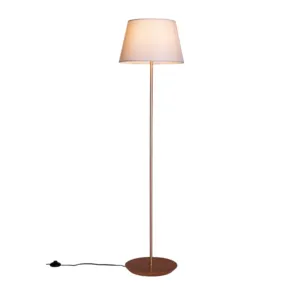 Lámpara de Pie Slim Madera, Hierro Dorado y Pantalla Algodón en Castaño y Dorado - Lámparas de pie, Uruguay | Berna home
