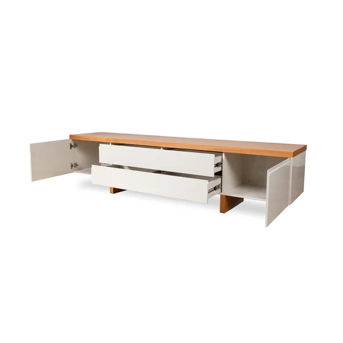 Rack Sud - Off White y Natural en Blanco - Muebles para TV, Uruguay | NYR, vista 2