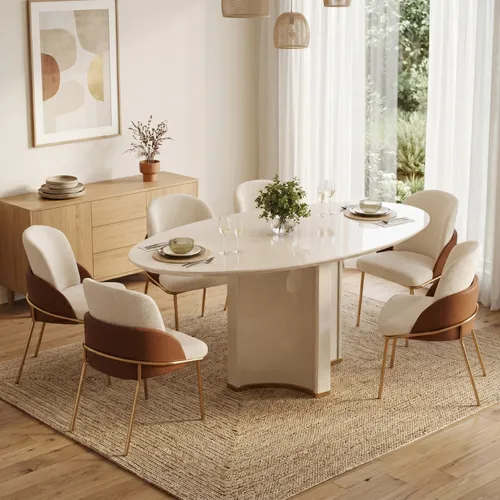 Juego de comedor Chanel - Moderna Hogar en Dorado - Mesas de comedor, Uruguay | Moderna Hogar