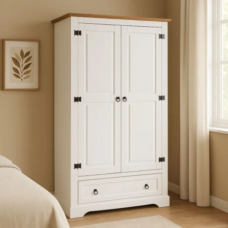 Ropero 2 Puertas línea Naturale - Blanco/Roble en Blanco - Roperos y placares, Uruguay | La Cueva Muebles, vista 7
