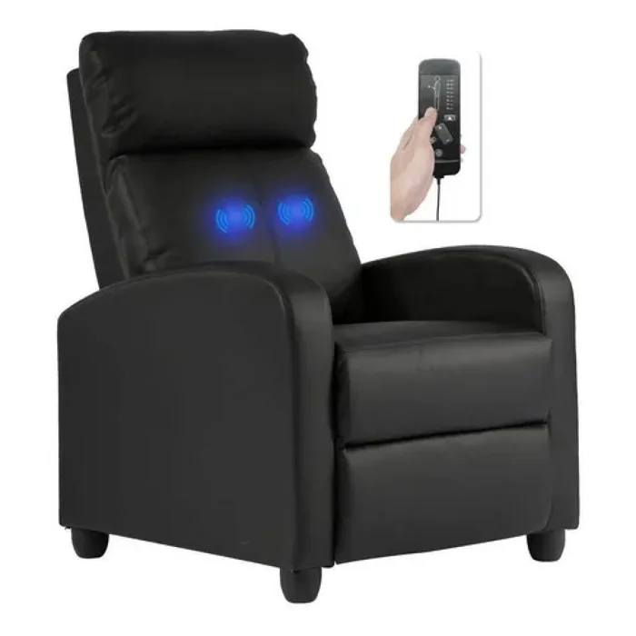 Sillon reclinable 1 cuerpo con masajeador y calefaccion - Negro en Negro - Sillones y sofás, Uruguay | La Cueva Muebles, vista 2