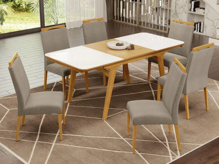 Mesa Extensible LARGA 1.37m Vidrio Off White en Blanco - Mesas de comedor, Uruguay | Finkel, vista 4