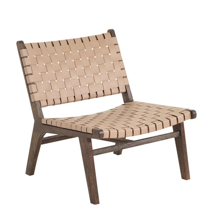 Butaca Cuero-y-madera Marron Kaia Taupe en Beige - Sillones y sofás, Uruguay | Divino, vista 2