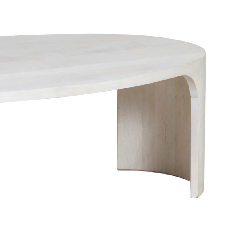 Mesa Ratona Madera Blanco Oval en Blanco - Mesas de living, Uruguay | Divino, vista 4