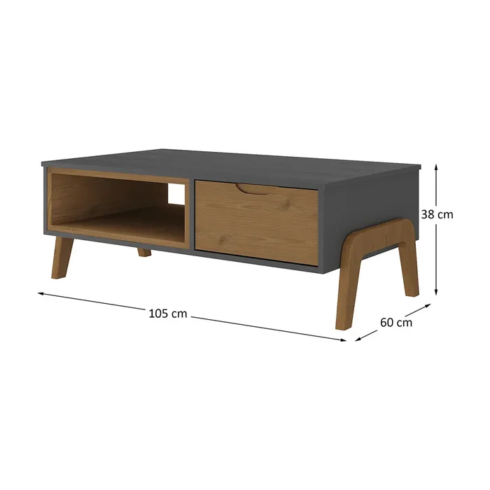Mesa De Living 1 Cajon Con Espacio Y Patas 100% Mdp en Gris - Mesas de living, Uruguay | Soy Hogar, vista 3