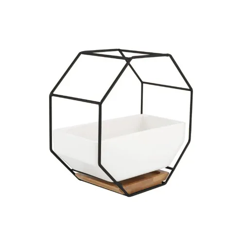 MACETA CERAMICA HEXAGONAL 18x9x18CM BLANCO/DORADO en Blanco - Macetas, Uruguay | Koz