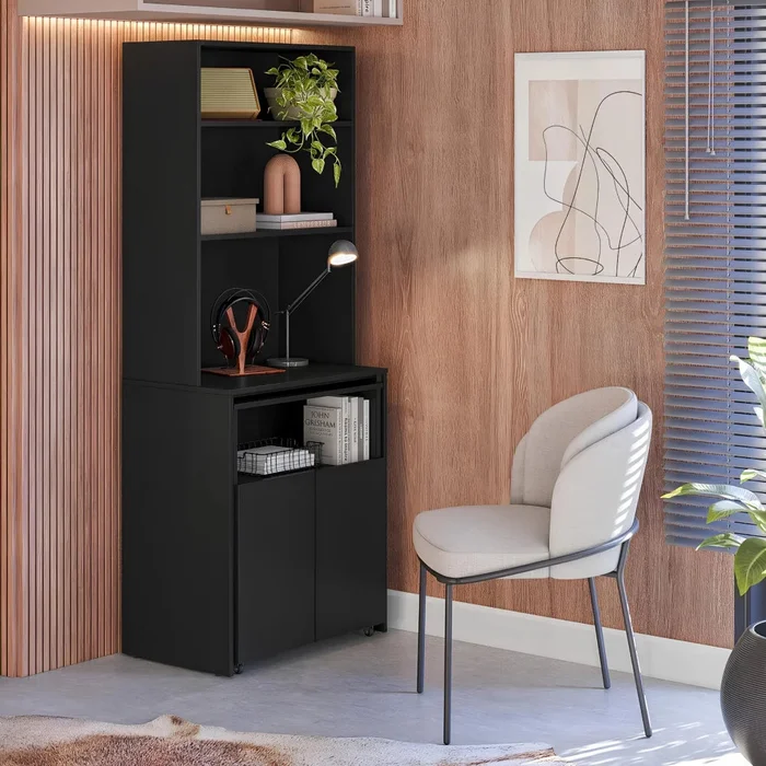 Escritorio Repisa Multifunción Duo - Línea Clara - Negro en Negro - Escritorios, Uruguay | Ecowood, vista 2