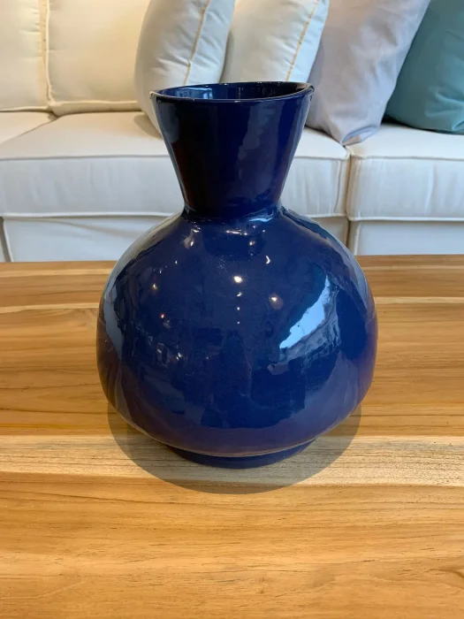 Jarron bajo esmaltado en Azul - Jarrones, Uruguay | FMB