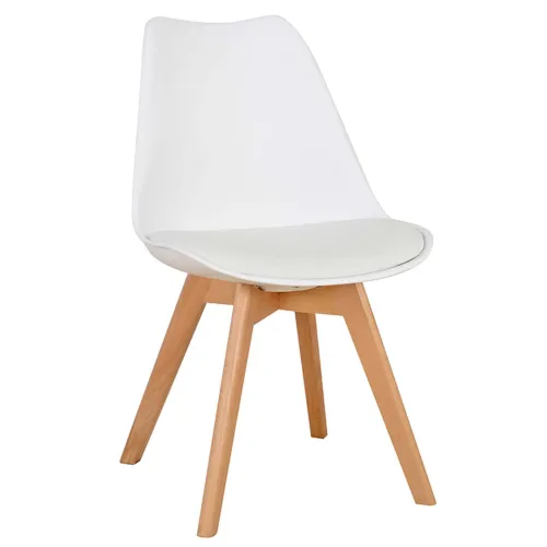 Silla De Comedor Polipropileno-y-madera Blanco Estilo Eames en Blanco - Sillas, Uruguay | Divino