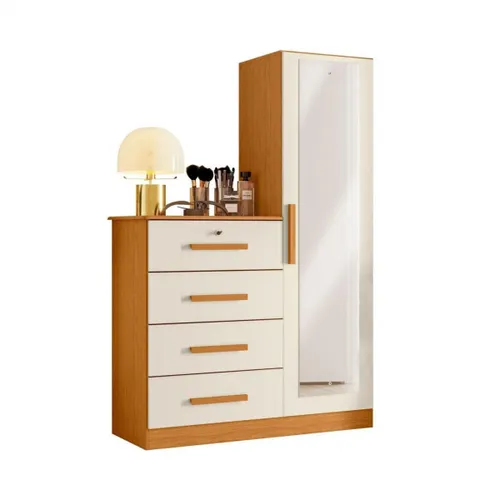 Cómoda 1 puerta 4 Cajones - Belize Plus - Marron y Beage en Marrón - Cómodas, Uruguay | Rústico Hogar