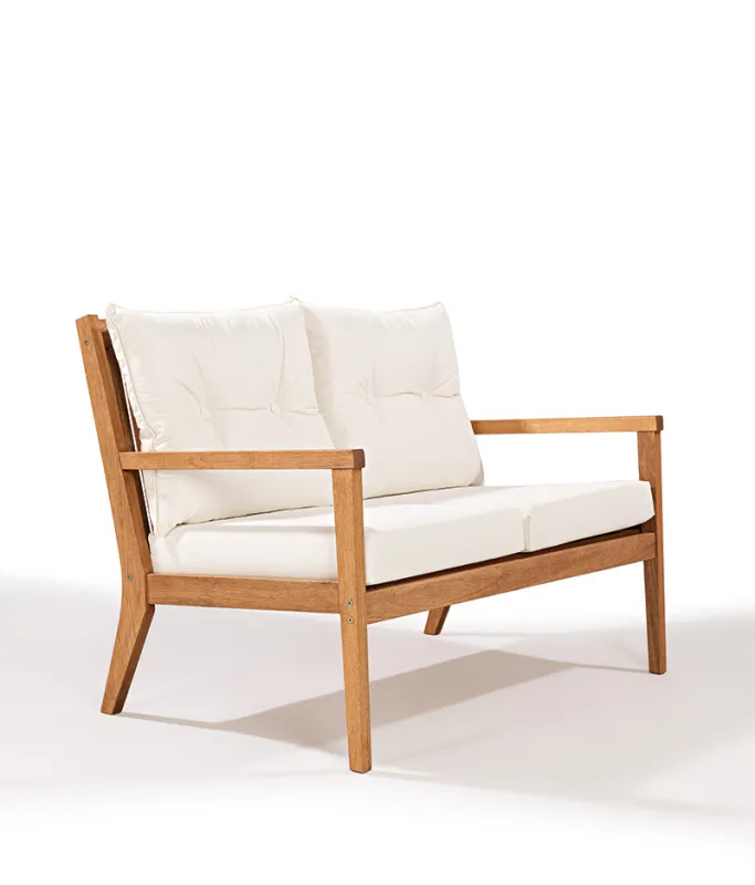 SOFA RIADE 2 LUGARES ACQUABLOCK CRUDO 117x75x81CM JATOBA en Madera natural - Muebles para el exterior, Uruguay | Vinibel
