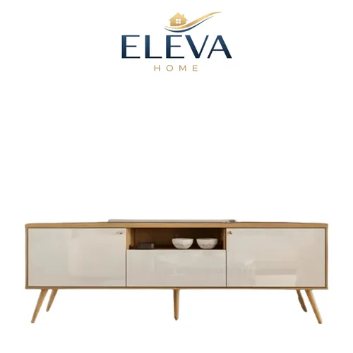 Rack TV River 1.85 - Blanco en Blanco - Muebles para TV, Uruguay | Nario Hogar