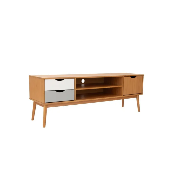 Rack para TV - Linea Nórdica - Roble/Gris claro/Blanco en Madera natural - Muebles para TV, Uruguay | Rústico Hogar, vista 2