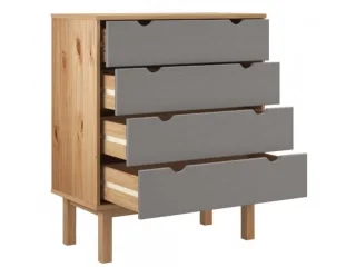 Comoda 4 C Mel/Gris Linea Nordica en Madera Maciza en Mel/Blanco - Cómodas, Uruguay | Quesal, vista 2