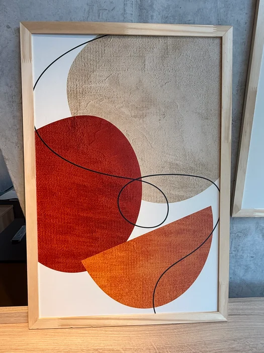 Kit 3 Cuadros - Abstracto Marrón - 40 x 60 en Blanco / Bordeaux / Marrón Oscuro – Material Marco: Pino - Decoración de pared, Uruguay | Berna home, vista 3