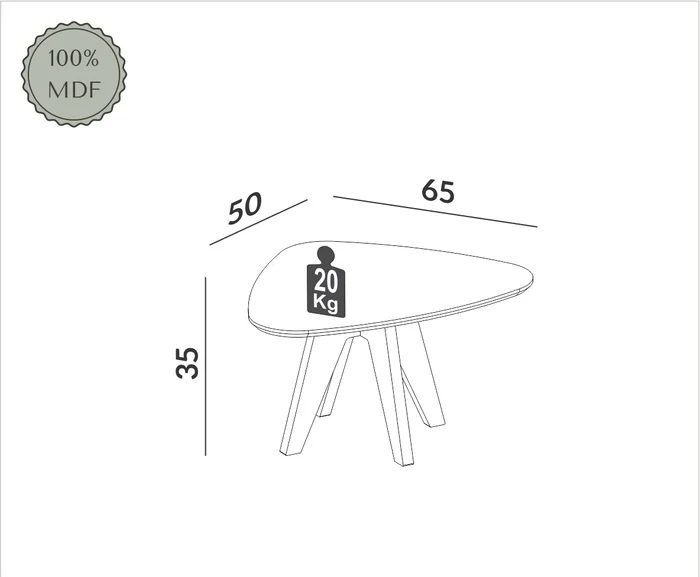 Mesa ratona de Centro Organic Alta 65cm 100% MDF en Madera natural - Mesas de living, Uruguay | Balton, vista 6