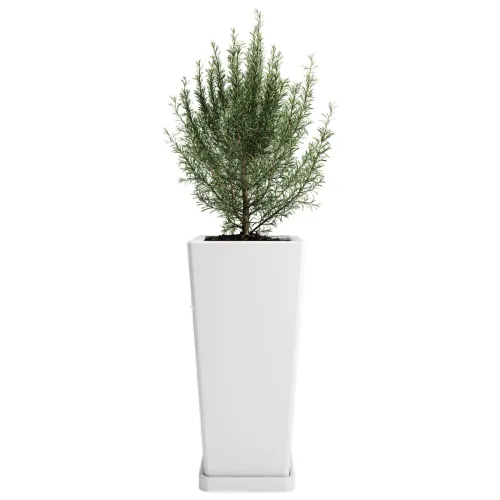 Macetero Piramidal 45 Blanco c/Plato, Alto 45cm x 21.5cm Ancho Boca x 15.6 Base, 20 lts en Blanco - Macetas, Uruguay | Champagne Home