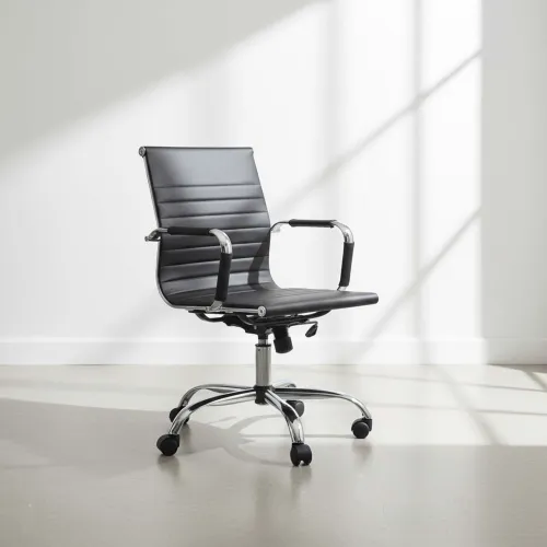 Silla De Escritorio Simil-cuero Negro D-101 en Negro - Escritorios y sillas de escritorio, Uruguay | Divino