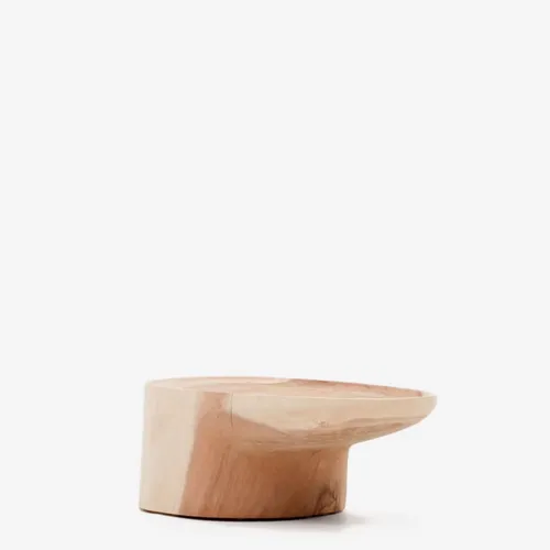 Mesa de centro Mosi con pie de madera maciza de mungur - 90 x 50 cm en Madera natural - Mesas de living, Uruguay | Kavehome