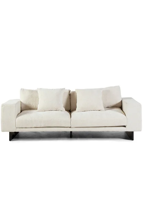 SOFA NEW YORK 3 PLAZAS TELA CAMARGUE NIEVE 230X100X62H CM en Blanco - Sillones y sofás, Uruguay | Vinibel