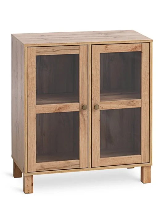 Vitrina SKALS roble y puertas de vidrio en Madera natural - Bibliotecas, Uruguay | JYSK