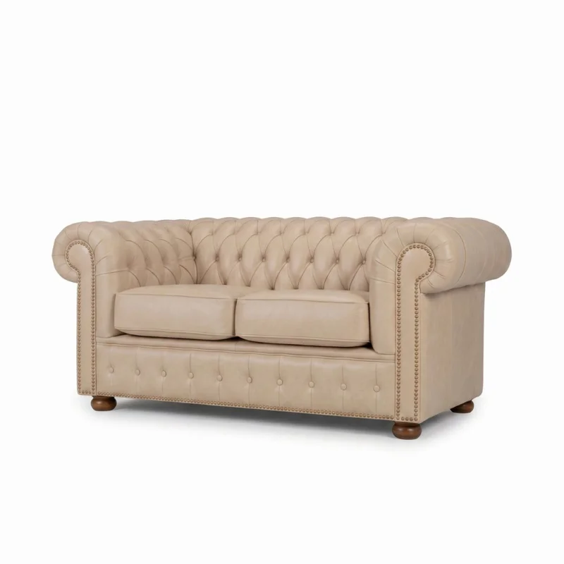 Sofá Chesterfield Novo - Cuero Básico - 2 cuerpos - Arena - (Preventa) en Beige - Sillones y sofás, Uruguay | Nyr, vista 3