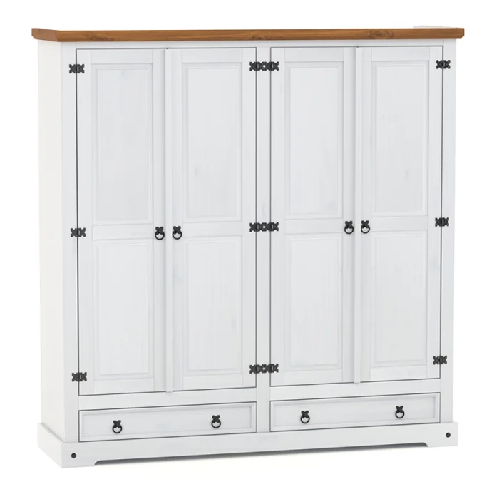 Ropero Mexicano 4 Puertas Blanco 100% Madera en Blanco - Roperos y placares, Uruguay | Albanés