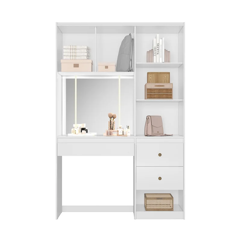 Tocador Escritorio 2 Puertas 3 Cajones Varios Estantes Mdp en Blanco - Cómodas, Uruguay | Soy Hogar, vista 3