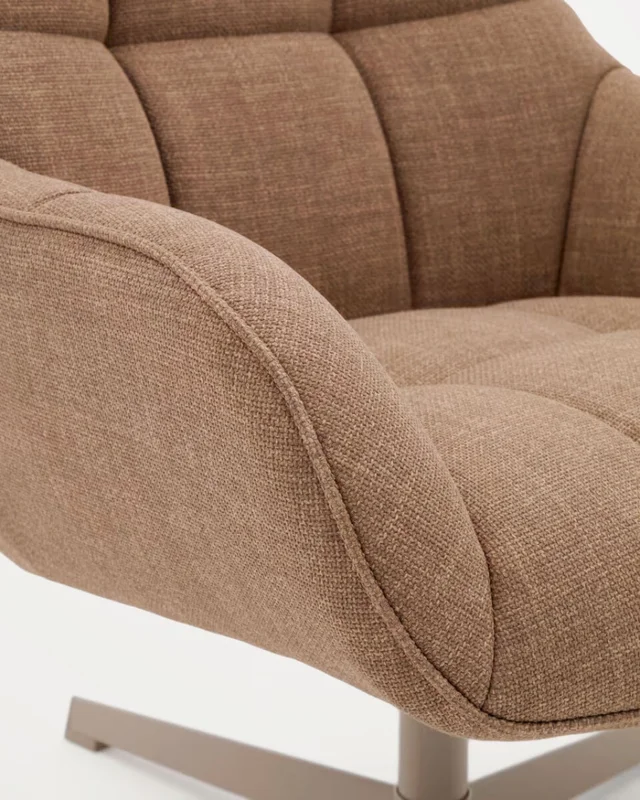 Butaca giratoria Jaspe beige y metal con - marrón claro y metal con acabado gris FSC 100% en Beige - Muebles, Uruguay | Kavehome, vista 5
