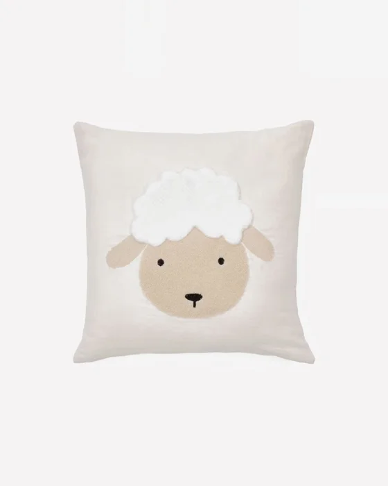 Almohadón Milu de algodón beige bordado - de oveja 45 x 45 cm en Beige - Textiles, Uruguay | Kavehome