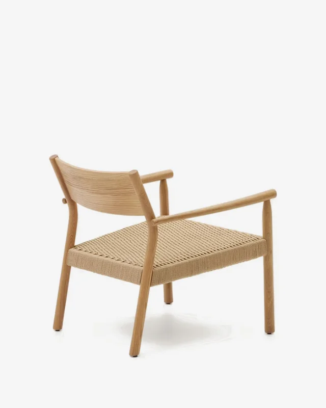 Butaca Yalia de madera maciza roble FSC 100% - acabado natural y asiento de cuerda de papel en Madera natural - Butacas, banquetas y puffs, Uruguay | Kavehome, vista 7