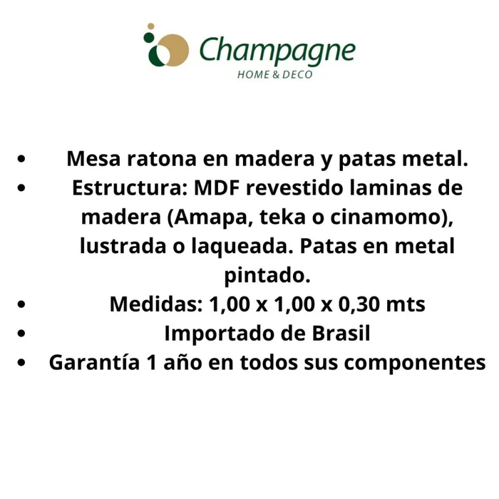 MESA CENTRO CUADRADA - BASE GRAFITO - TAPA ROBLE CLARO en Madera natural - Mesas de living, Uruguay | Champagne Home, vista 3