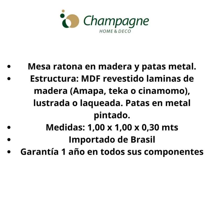 MESA CENTRO CUADRADA - BASE GRAFITO - TAPA ROBLE CLARO en Madera natural - Mesas de living, Uruguay | Champagne Home, vista 3