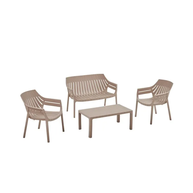 Set De Living Exterior Polipropileno Marron Mileto en Beige - Muebles para el exterior, Uruguay | Divino