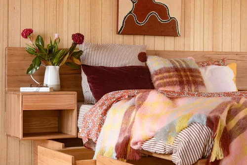 Cama Aguamarina en Madera natural - Mesas de luz, Uruguay | Decoquadra, vista 11