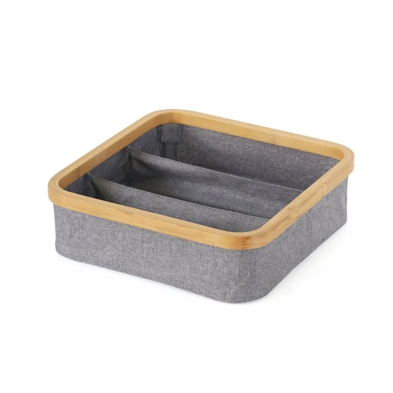 ORGANIZADOR PLEGABLE 3 COMP 30X30X9CM EX TELA GRIS en Gris - Canastos, Uruguay | Decohogar