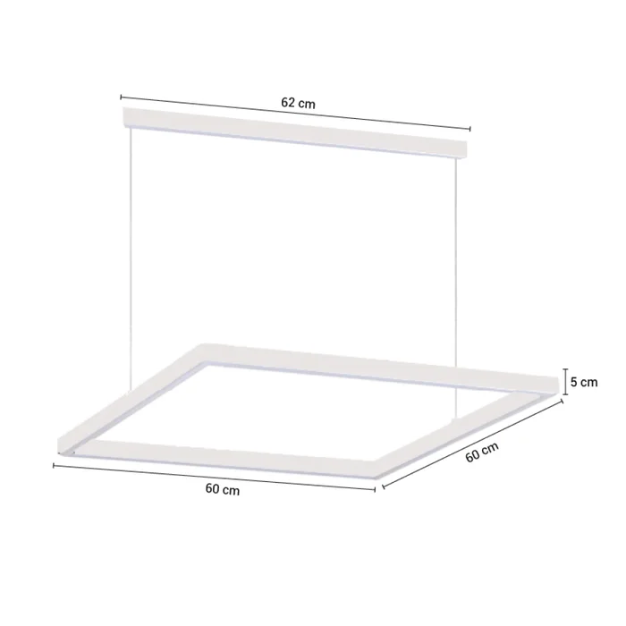 Colgante LED Cuadrado Zurich I 60 cm Blanco en Blanco - Lámparas colgantes, Uruguay | Serlux, vista 5