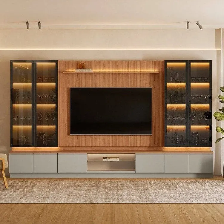 Conjunto Modular - Magnum 380CM - 4 Cristaleros con Led - Muebles para TV, Uruguay | Balton